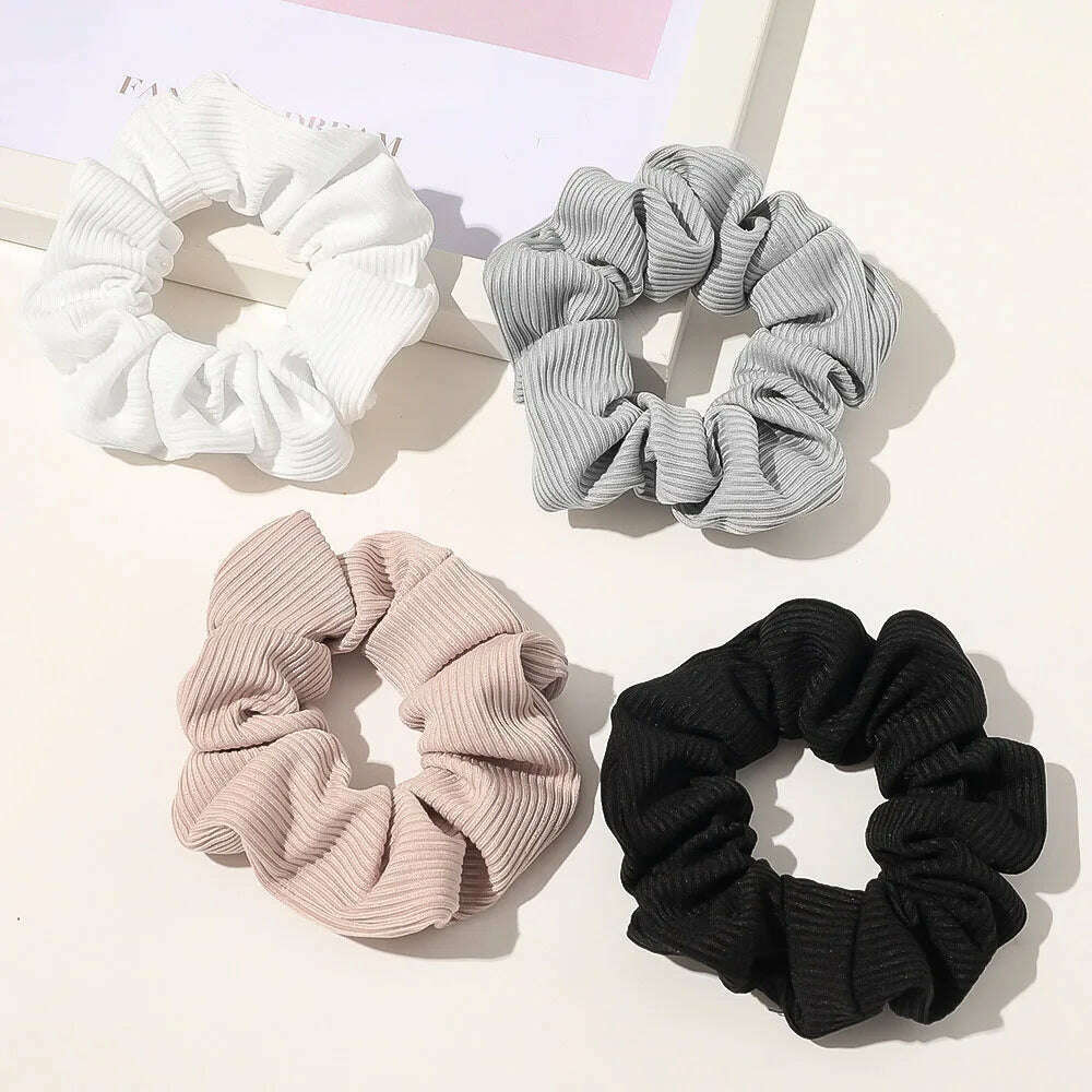 Striped Elastic Hair Scrunchies (Set of 4)