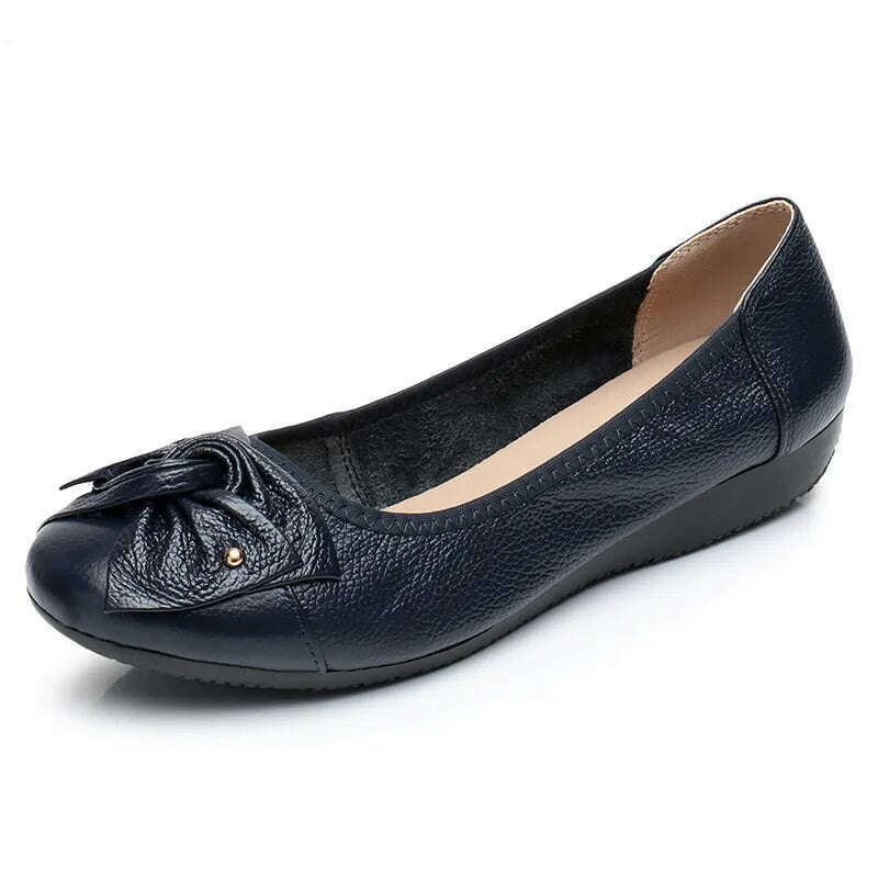 WOIZGIC Women's Leather Loafers - Comfy Slip-On Shoes