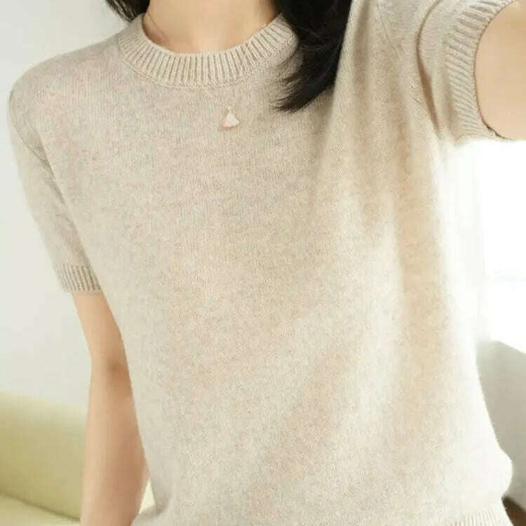 New Short-Sleeved Knit T-Shirt Women O-Neck Pullover Top - D&M Boutique