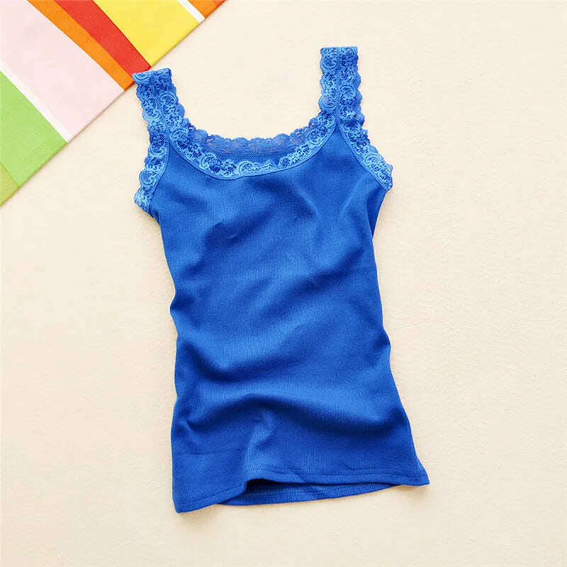 Lace Patchwork Tank Top – Sleeveless, Bodycon Fit - D&M Boutique