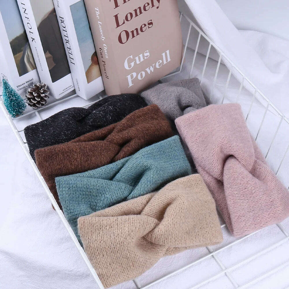 Korean Winter Wide Knitting Cross Headband.