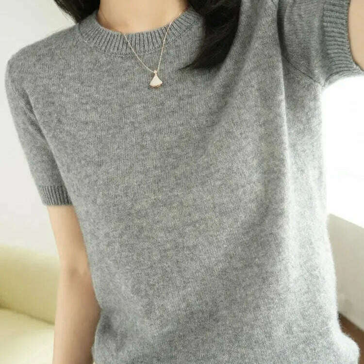 New Short-Sleeved Knit T-Shirt Women O-Neck Pullover Top - D&M Boutique