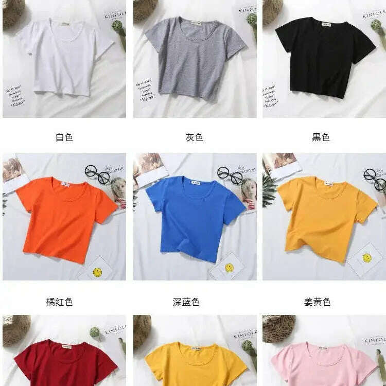 2023 Summer T-Shirt: Short Sleeve, O-Neck Crop Top - D&M Boutique