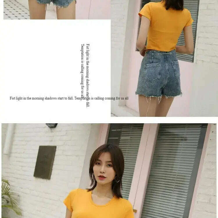 2023 Summer T-Shirt: Short Sleeve, O-Neck Crop Top - D&M Boutique
