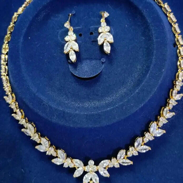Emmaya Exquisite Jewelry Sets For Women Wedding Party Accessories Cubic Zircon Stud Earrings & Necklace Gift