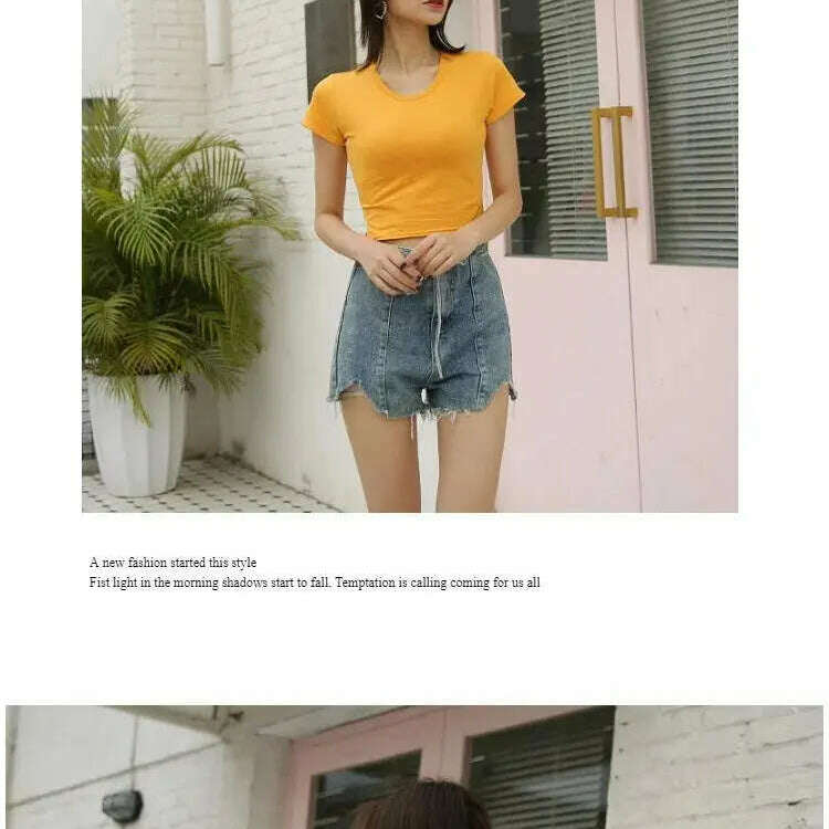 2023 Summer T-Shirt: Short Sleeve, O-Neck Crop Top - D&M Boutique