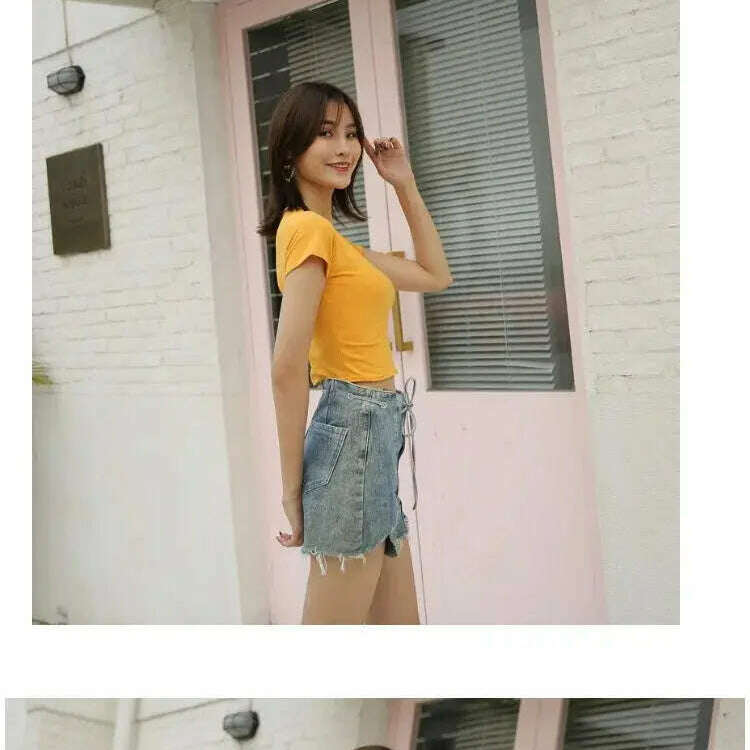 2023 Summer T-Shirt: Short Sleeve, O-Neck Crop Top - D&M Boutique