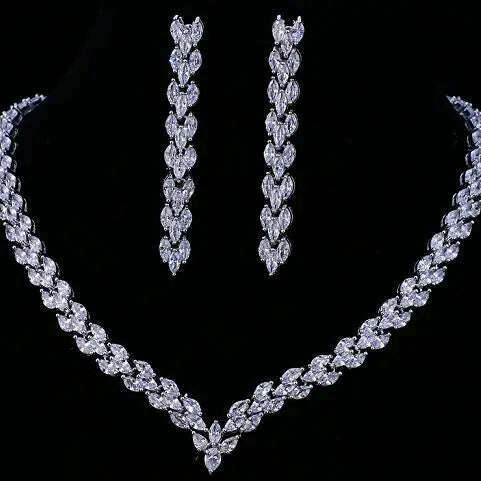 Emmaya Exquisite Cubic Zirconia Wedding Party Jewelry Set Gold Color High Quality CZ Bridal Necklace Earring