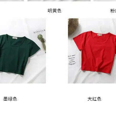 2023 Summer T-Shirt: Short Sleeve, O-Neck Crop Top - D&M Boutique