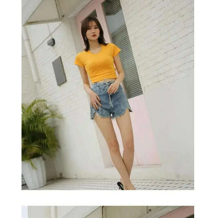 2023 Summer T-Shirt: Short Sleeve, O-Neck Crop Top - D&M Boutique