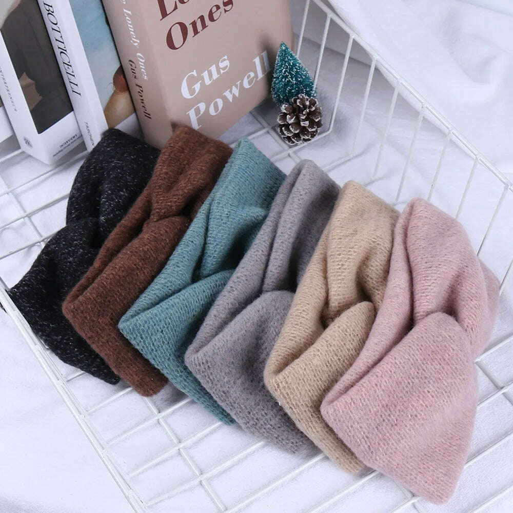 Korean Winter Wide Knitting Cross Headband.