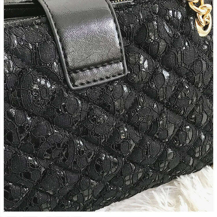 Lace Women's Handbag Diamond Pattern Chain Shoulder Bag