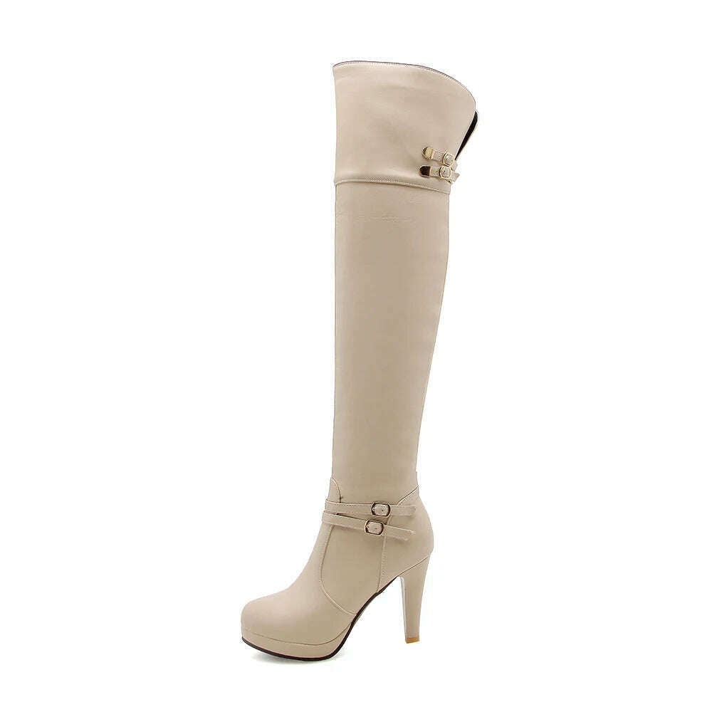 Sgesvier Black High Heels Over-the-Knee Boots