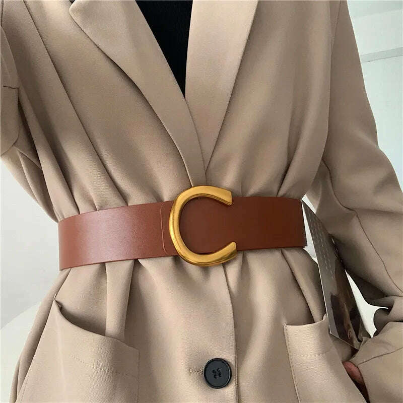 Punk Vintage Big Buckle PU Leather Belt for Women