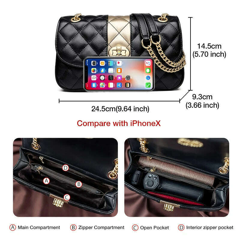 FOXER Women’s Crossbody Bag Diamond Lattice Split Leather