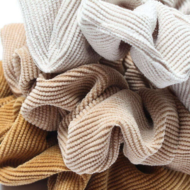 Cord Scrunchie Autumn Winter Corduroy Solid Fabric Scrunchies Set Elastic Hair Bands Fashion Ponytail Hair Tie Rope Headwear 3PK