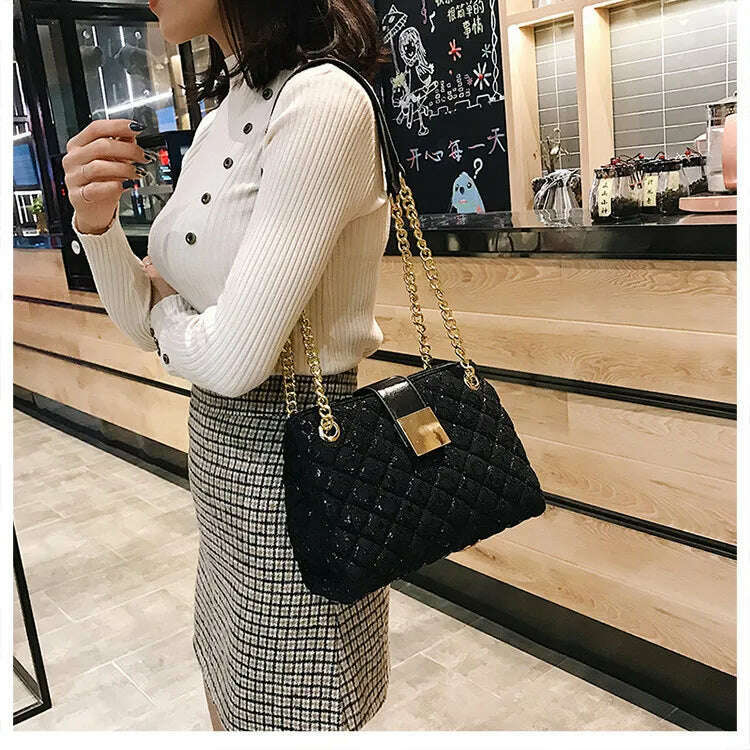 Lace Women's Handbag Diamond Pattern Chain Shoulder Bag