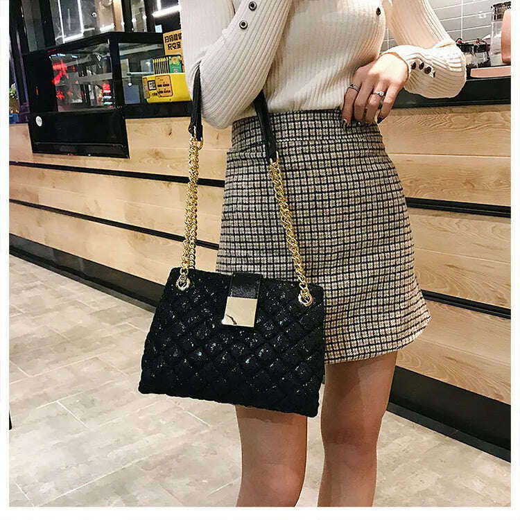 Lace Women's Handbag Diamond Pattern Chain Shoulder Bag