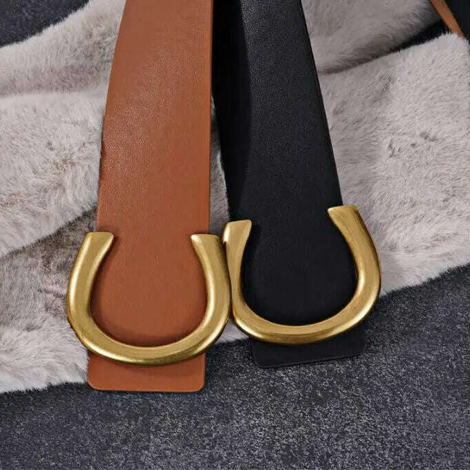 Punk Vintage Big Buckle PU Leather Belt for Women
