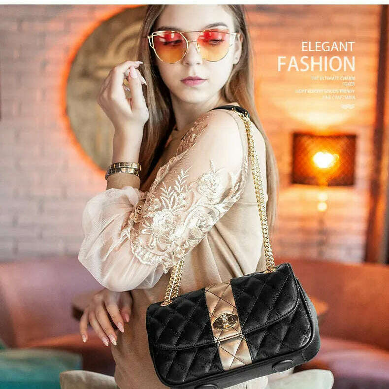 FOXER Women’s Crossbody Bag Diamond Lattice Split Leather