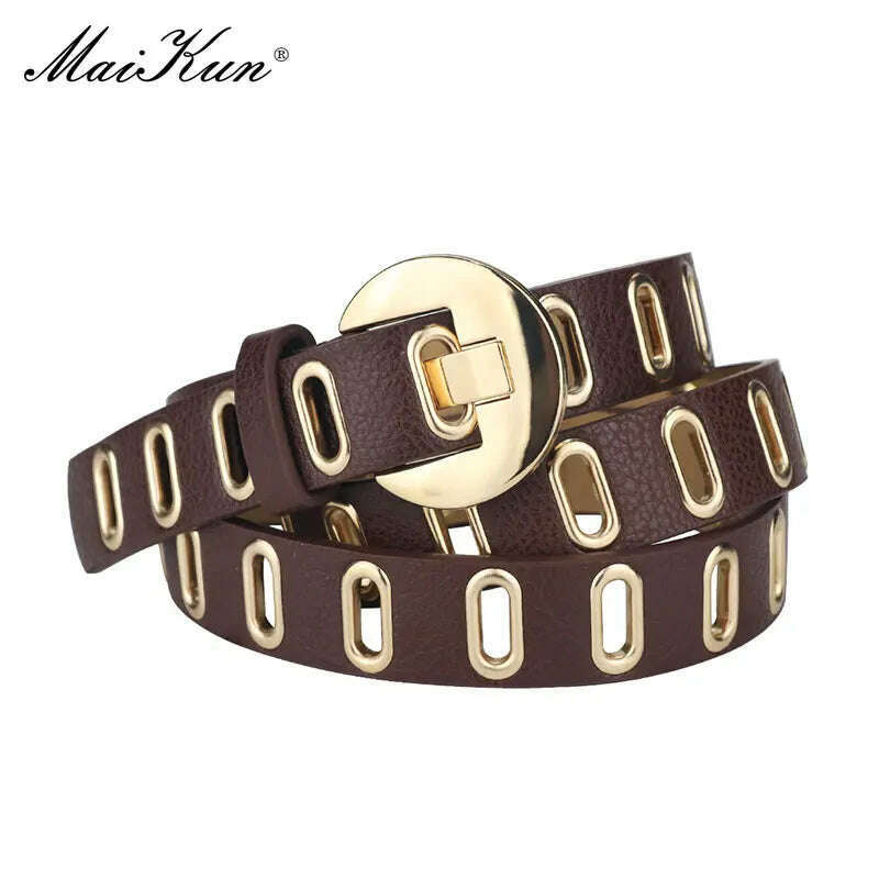 Maikun Grunge Women’s PU Leather Belt with Alloy Pin Buckle