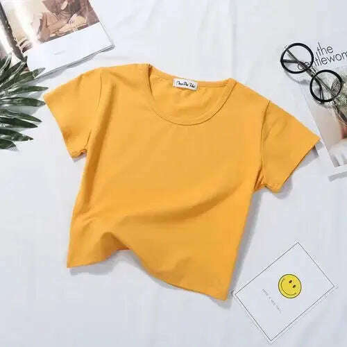 2023 Summer T-Shirt: Short Sleeve, O-Neck Crop Top - D&M Boutique