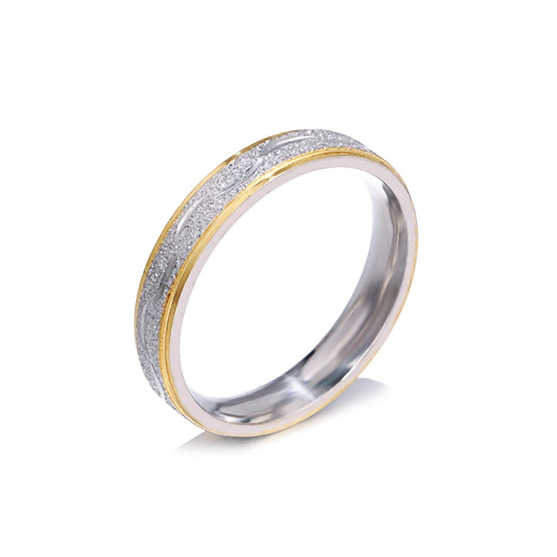 4mm Couple Lover Engagement Rings for Women Men Stainless Steel Ring with Zircon Korean Style Jewelry for Wedding WC033