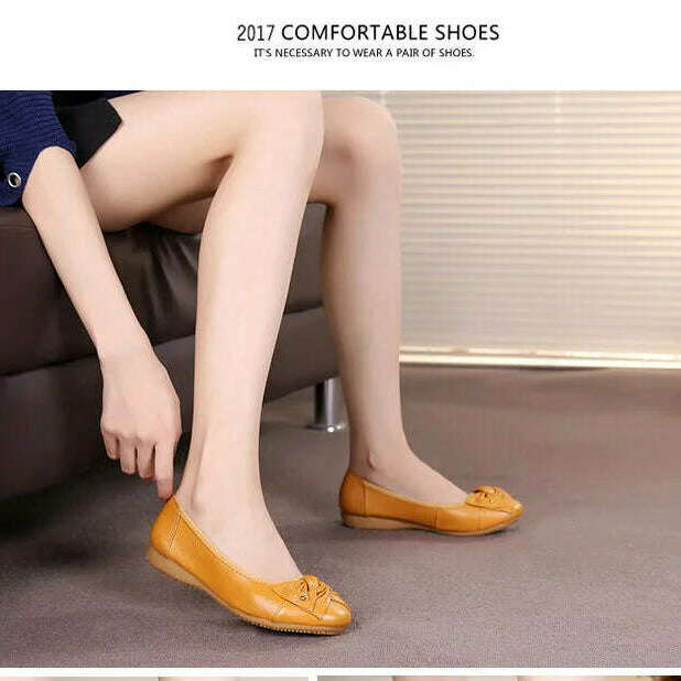 WOIZGIC Women's Leather Loafers - Comfy Slip-On Shoes