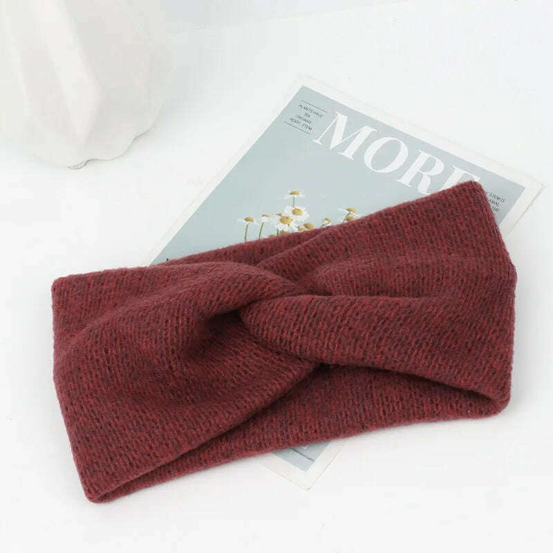 Korean Winter Wide Knitting Cross Headband