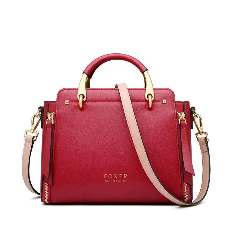 FOXER Split Leather Crossbody Bag Elegant & Spacious