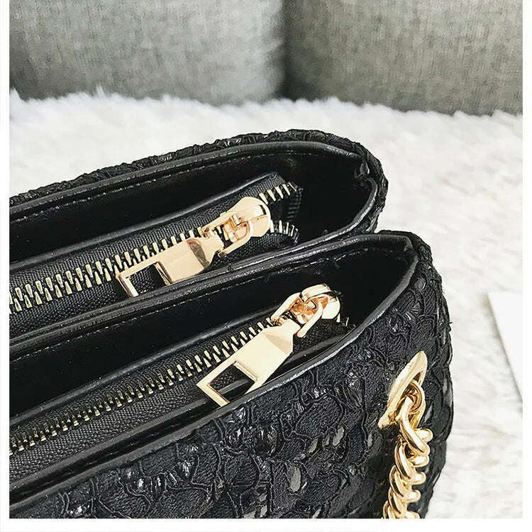 Lace Women's Handbag Diamond Pattern Chain Shoulder Bag