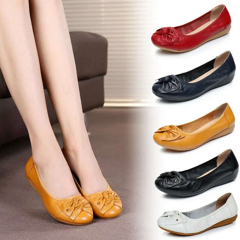 WOIZGIC Women's Leather Loafers - Comfy Slip-On Shoes