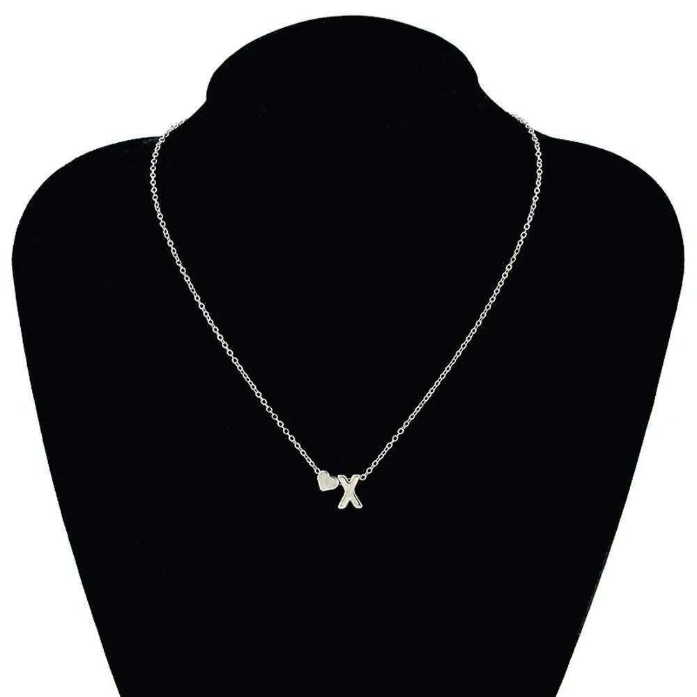 SUMENG Fashion Tiny Heart Dainty Initial Necklace Gold Silver Color Letter Name Choker For Women Pendant Jewelry Gift
