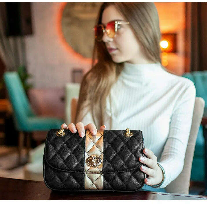 FOXER Women’s Crossbody Bag Diamond Lattice Split Leather