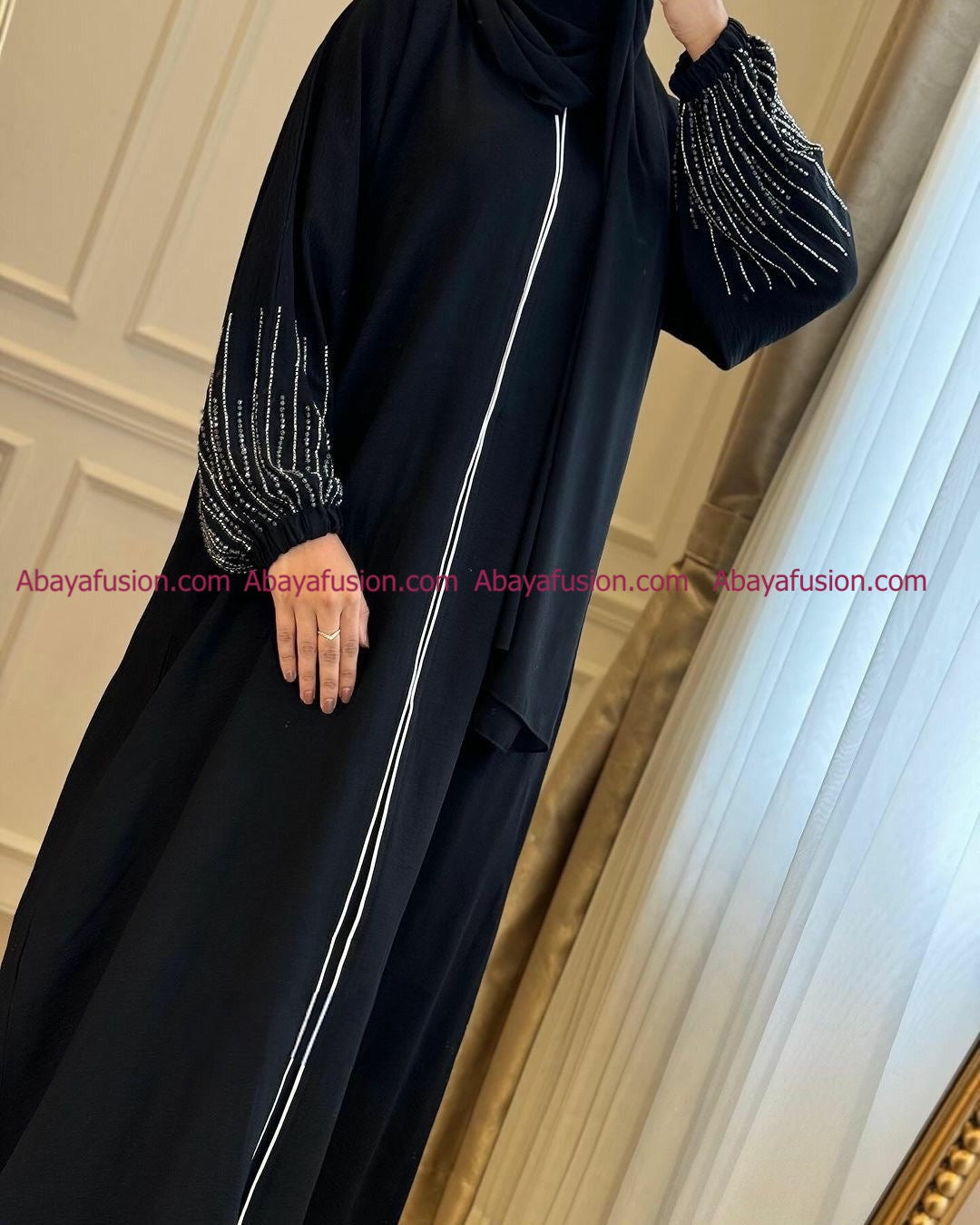 Black Abaya with stone work