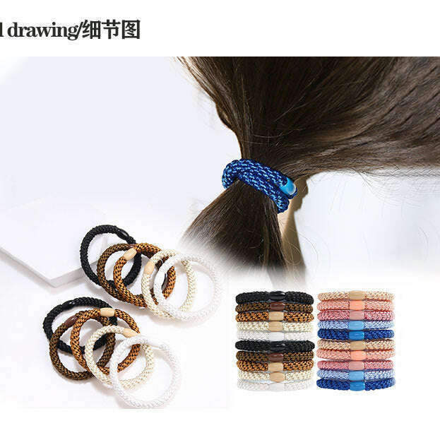 5pc Korean Elastic Hair Ties Scrunchies