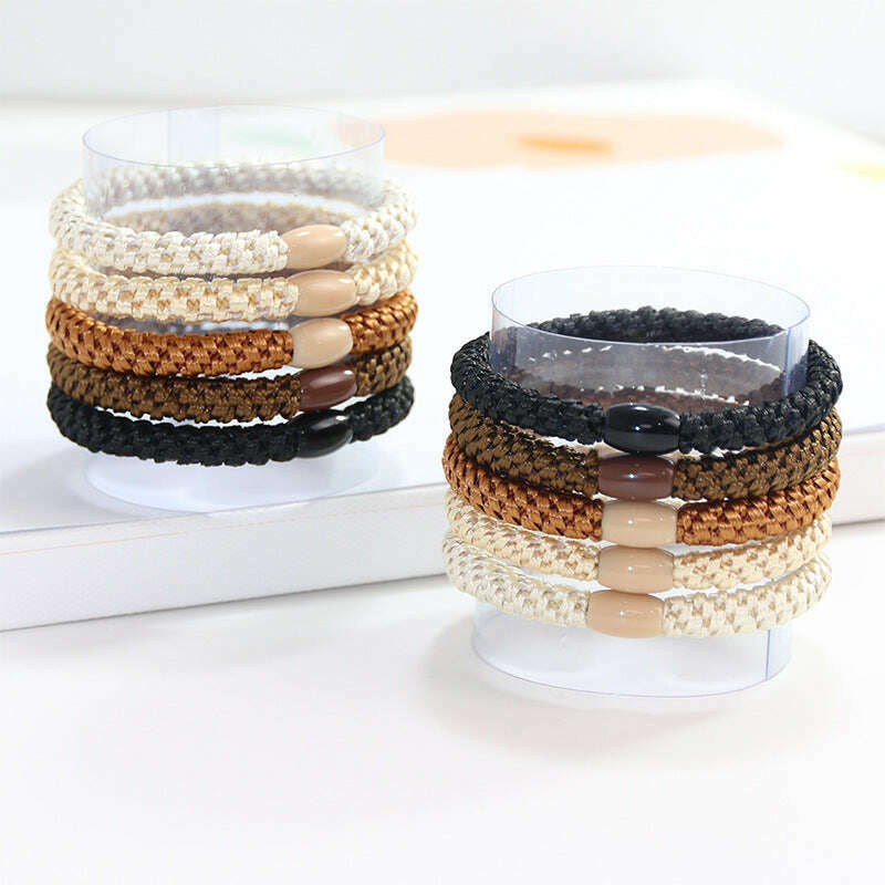 5pc Korean Elastic Hair Ties Scrunchies