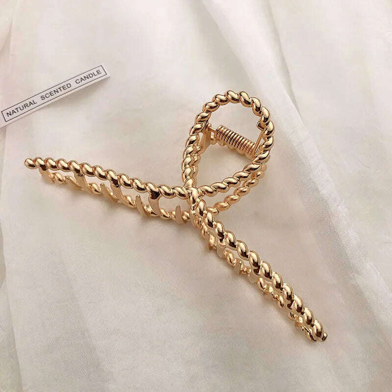 2024 Elegant Gold & Silver Geometric Metal Hair Claw