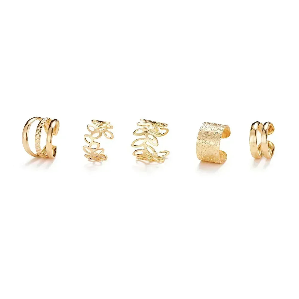 5-Piece Creative Leaf Design Earrings Set