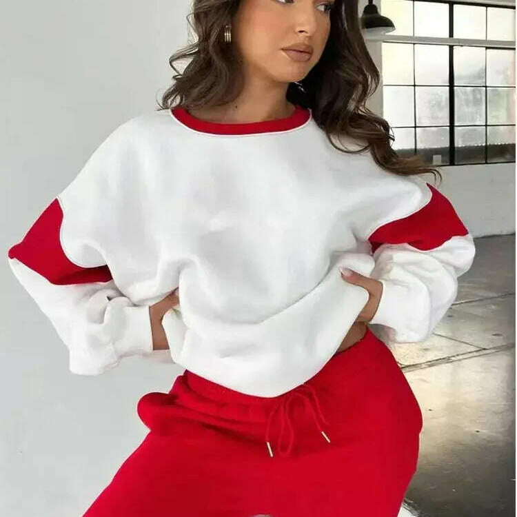 2024 Winter Colorblock Two-Piece Tracksuit: Sweatshirt & Pants - D&M Boutique