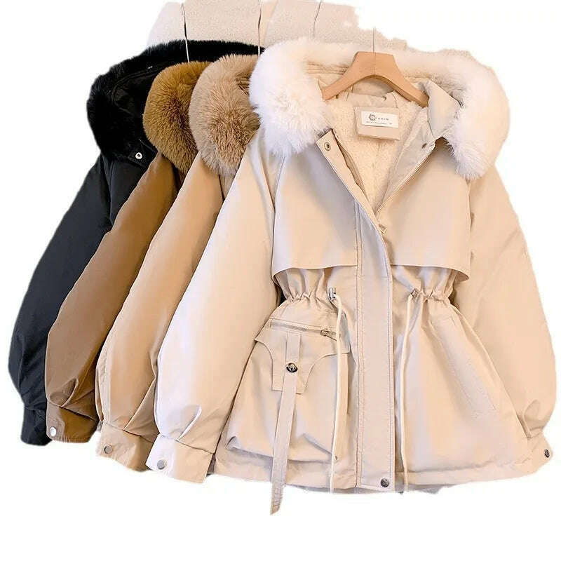 Cotton-Padded Parka – Hooded, Zipper, Drawstring Coat - D&M Boutique