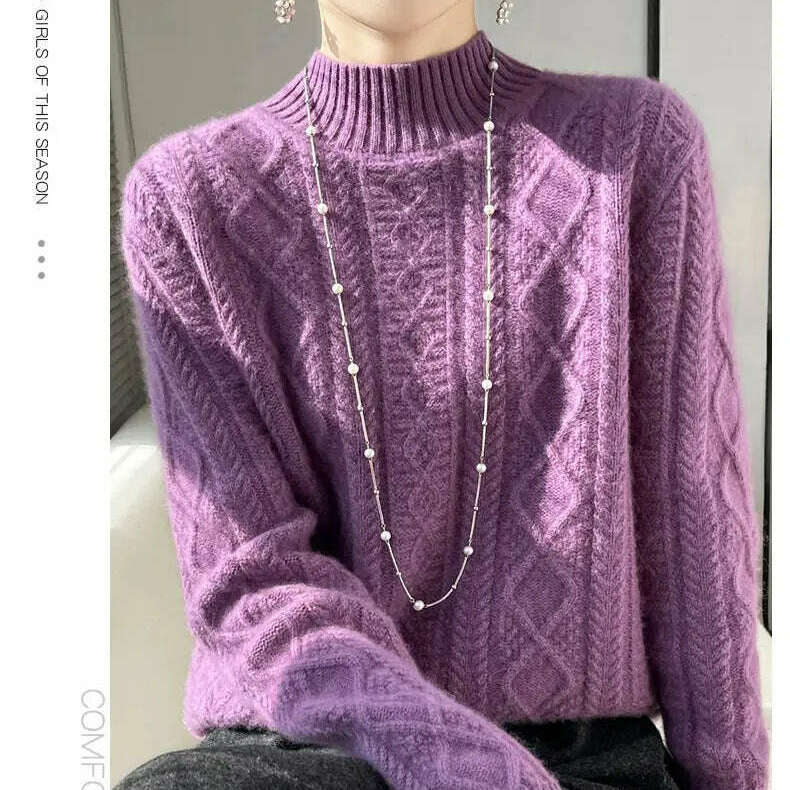 DjzDsm Turtleneck Sweater: 100% Merino Wool, Check Knit - D&M Boutique