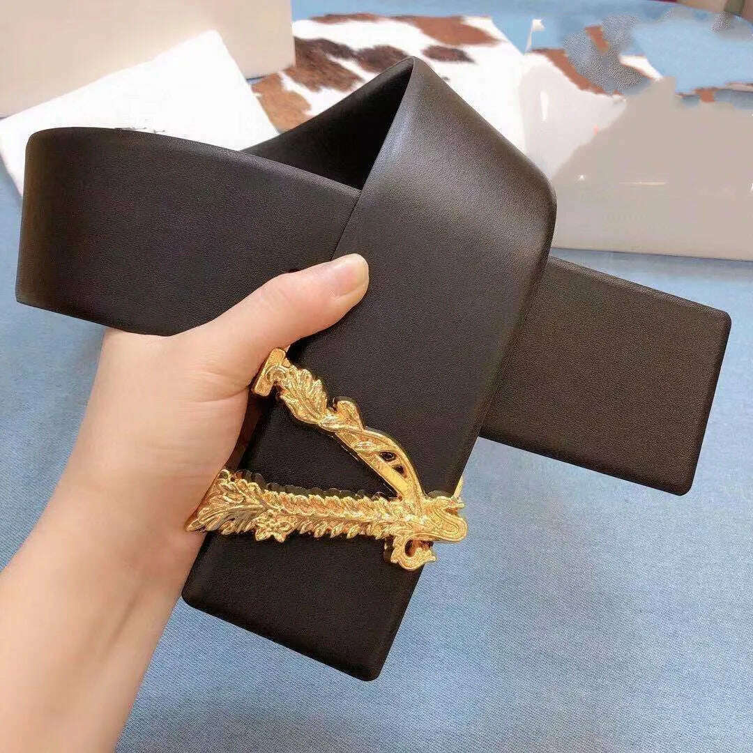 7CM Wide Luxury Reversible Leather Belt for Women