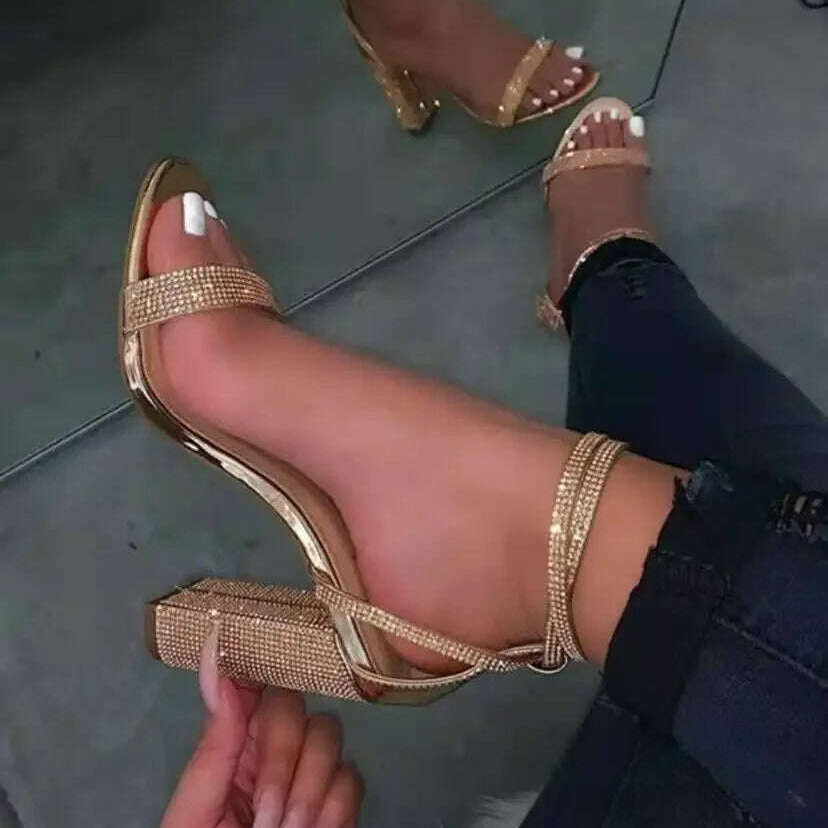 Rhinestone Transparent High Heel Sandals - Party Pumps