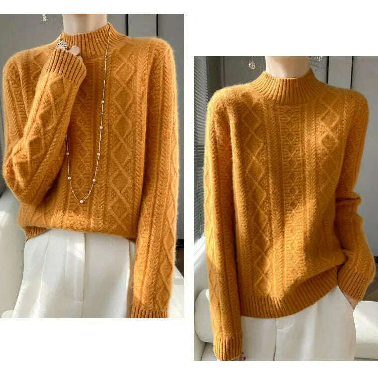 DjzDsm Turtleneck Sweater: 100% Merino Wool, Check Knit - D&M Boutique
