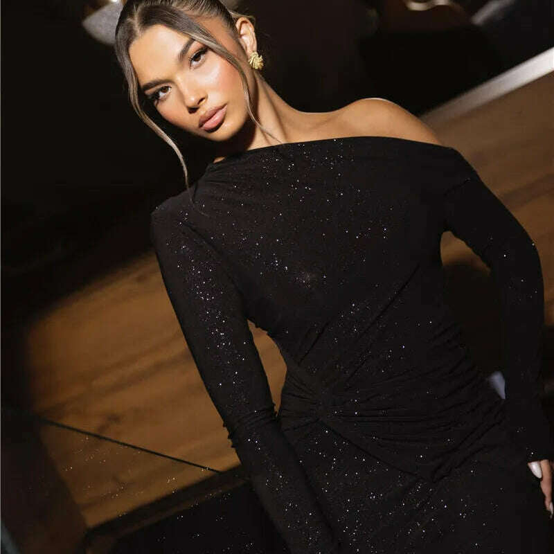 Mozision Sparkle Long Sleeve Sexy Maxi Dress for Women
