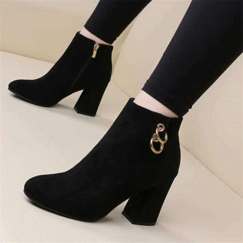 BZQBZX Retro Plush Ankle Boots