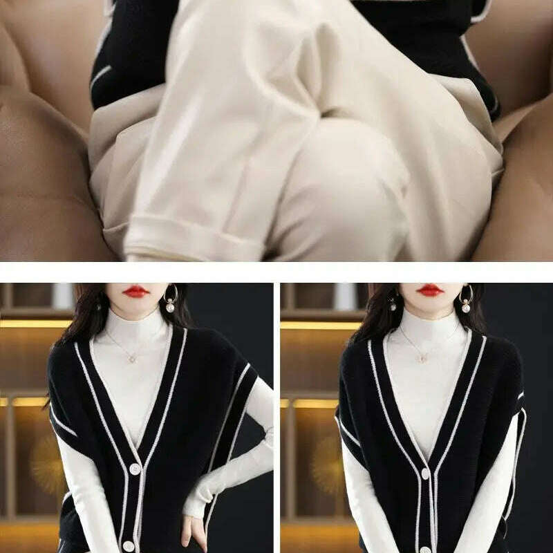 V-Neck Button-Down Sleeveless Cardigan – Cozy Knit Sweater for Autumn/Winter - D&M Boutique