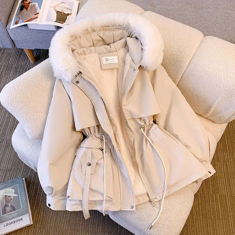 Cotton-Padded Parka – Hooded, Zipper, Drawstring Coat - D&M Boutique