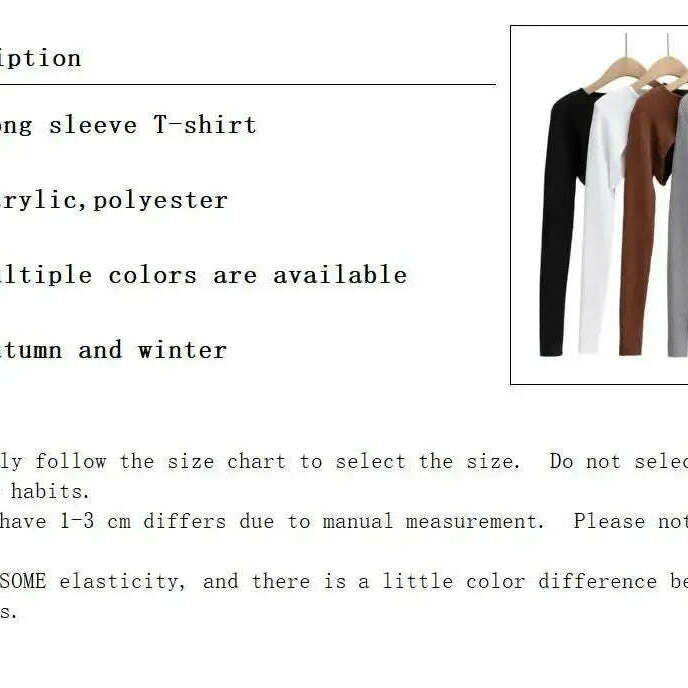 Long Sleeve Crop Top: Y2K Aesthetic, O-Neck, Knitted T-shirt